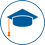 Das Symbol zeigt einen Akademiehut als Visualisierung, etwas über das Innovationsmanagement-System nach ISO 56002 zu lernen.