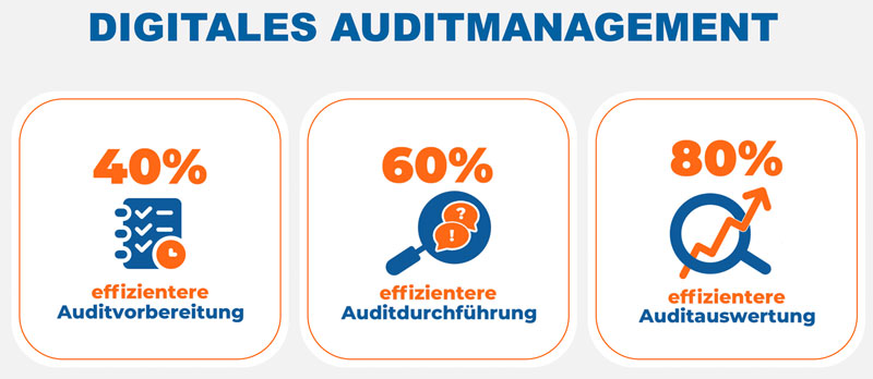 Die Abbildung zeigt die Vorteile eines digitalen Auditmanagements