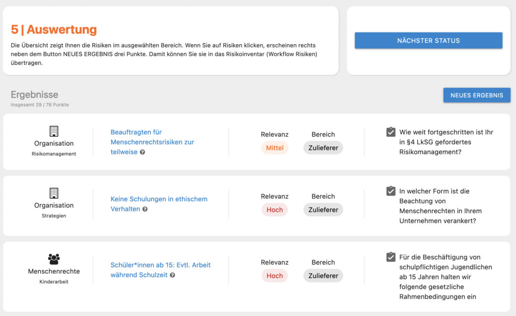 Risikomanagement Software: Abbildung einer Risikoanalyse